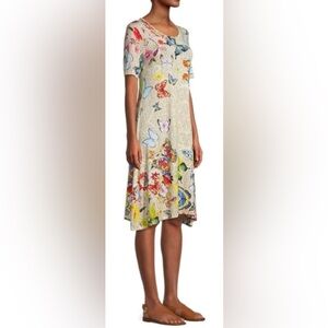 Johnny Was Mitchi Swing Bamboo Dress Boho Butterfly Print Large
